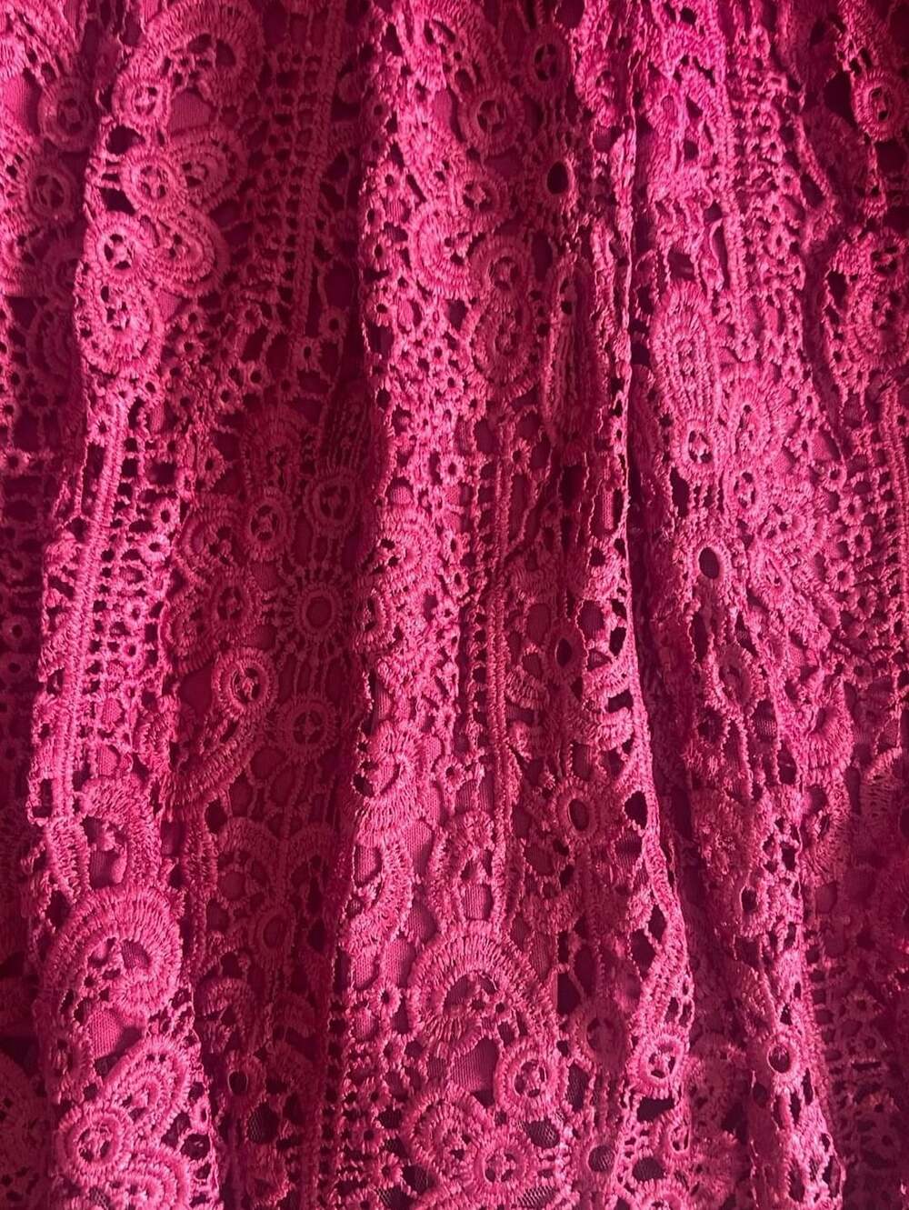 Francesca's Burgundy Floral Lace Fit & Flare Cocktail Dress Size L - Picture 7 of 9